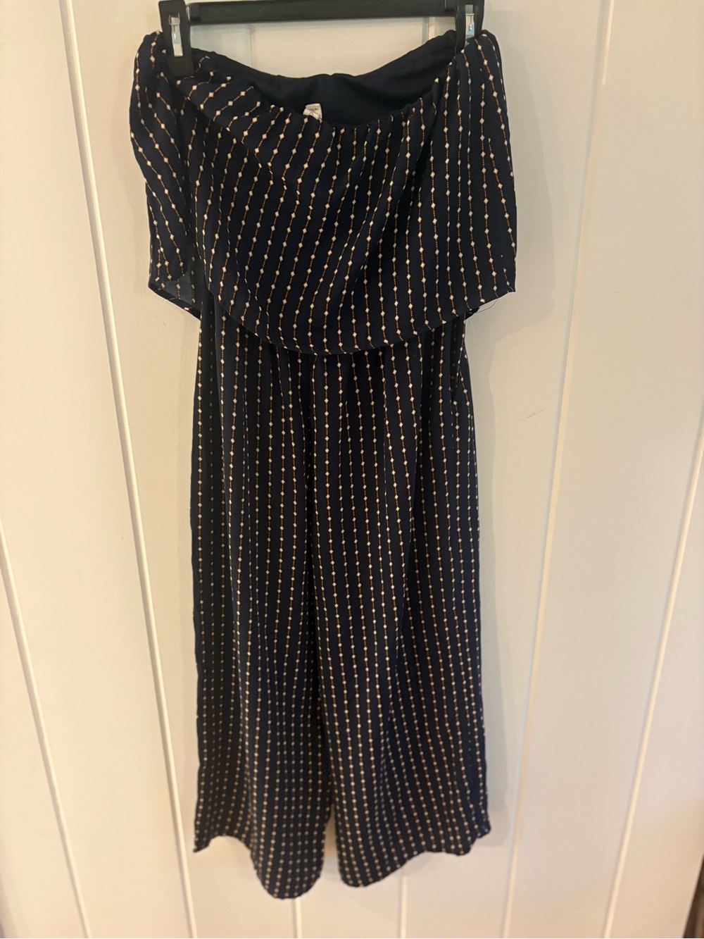 Strapless Navy Polka-Strip jumpsuit